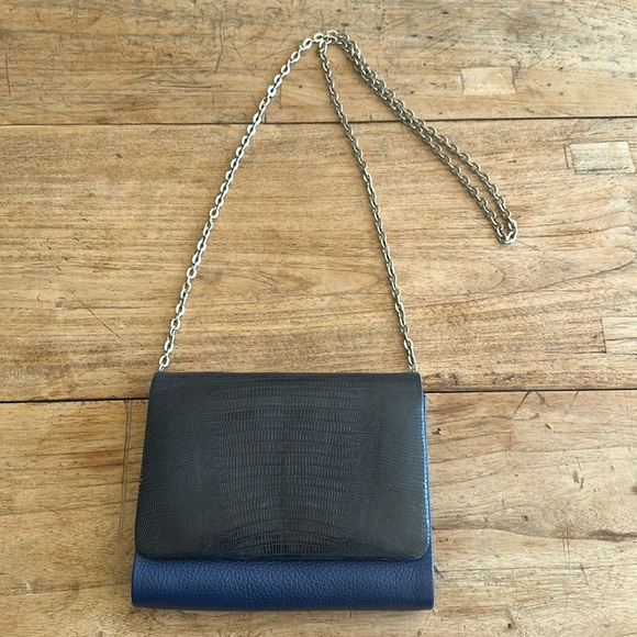 ✨ Daniella Ortiz Crossbody/Clutch – Lizard & Royal Blue Leather - Picture 1 of 9